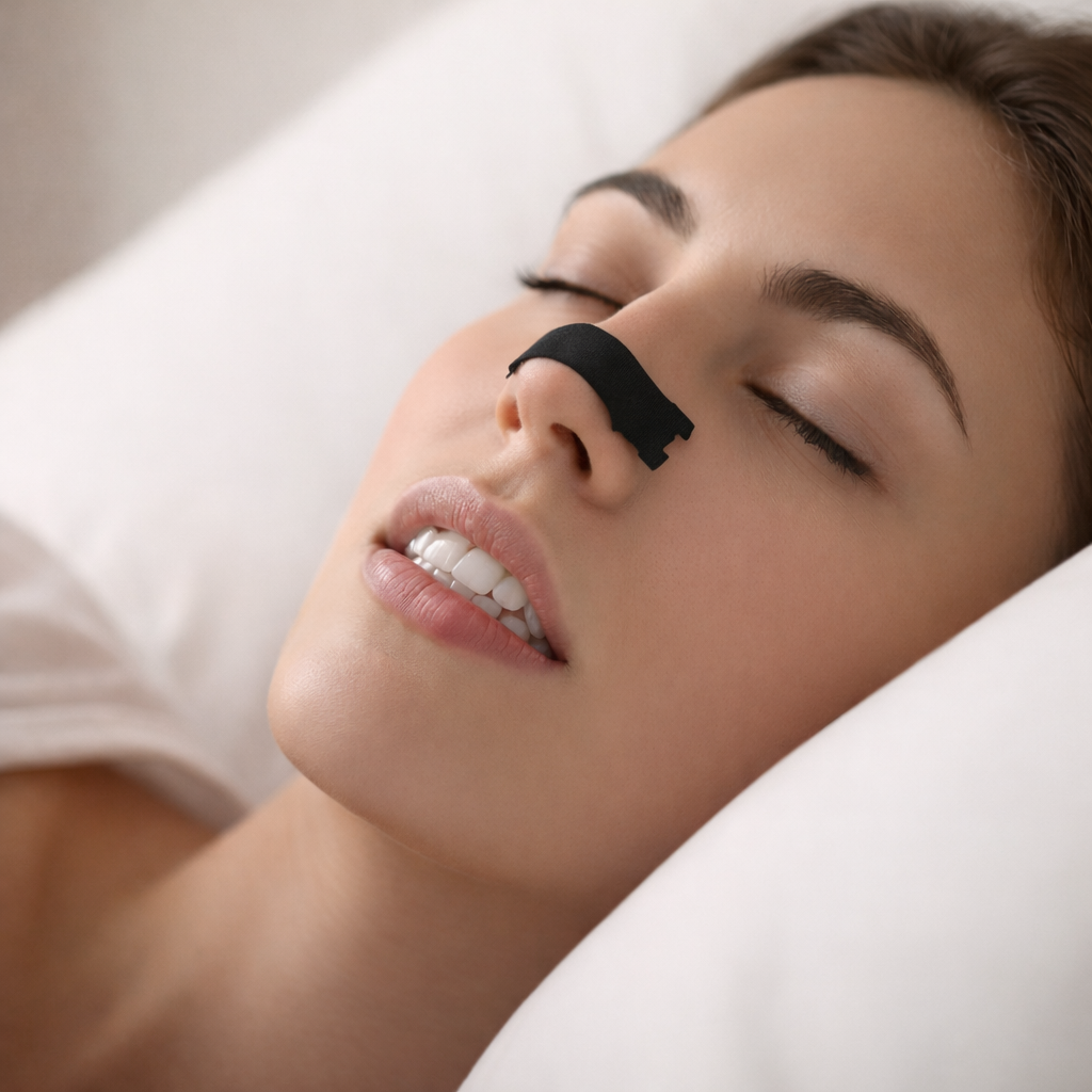 Black Anti-Snoring Nasal Strips - Futuristic Premium Design