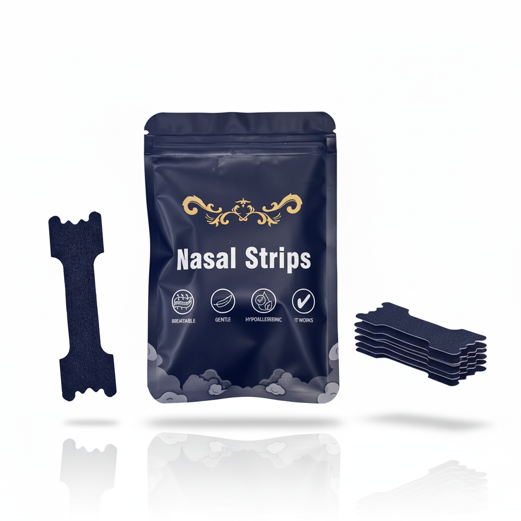 Black Anti-Snoring Nasal Strips - Futuristic Premium Design